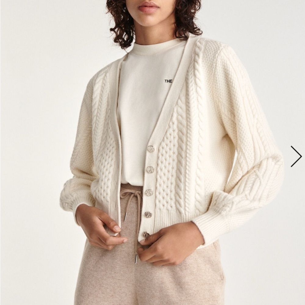 The Kooples Wool Cable Cardigan Ivory White- Size 2 (Medium)